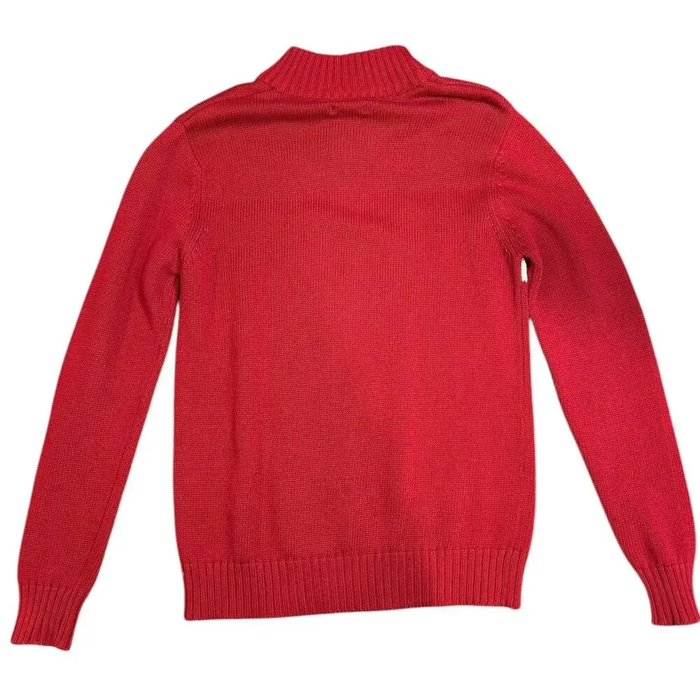 CHEROKEE Women's Vintage Sweater 16 18 XL Red Stripe Nautical 1/4 Zip Y2K Cotton